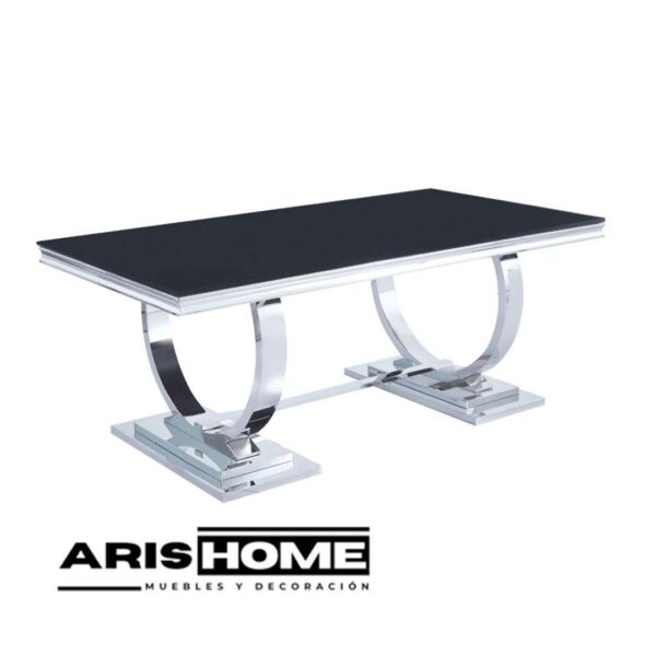 Mesa de comedor T617 negro/plata